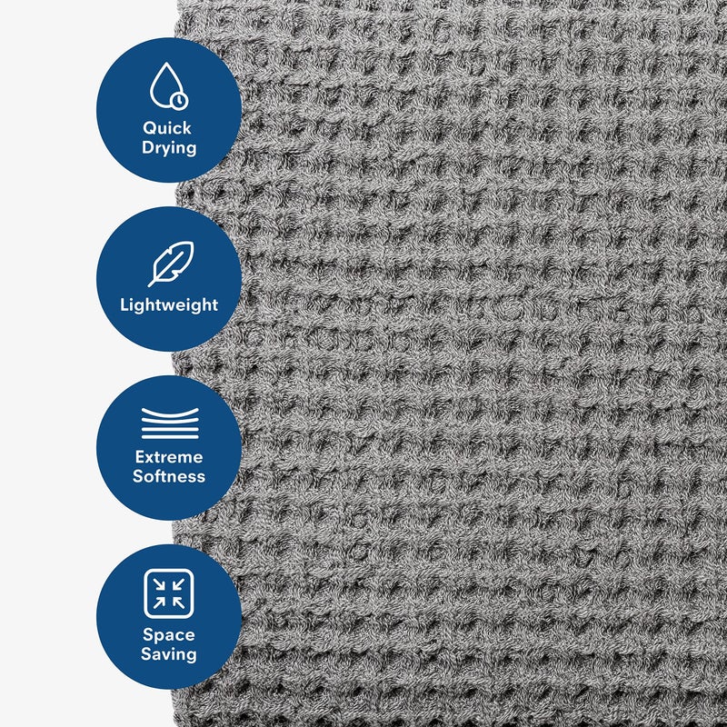 ONSEN Waffle Bath Towel Set â€“ 3-Piece Lightweight Cotton Towels for Bathroom â€“ Bath, Hand and Face Towels â€“ Quick Dry, Absorbent, Soft â€“ Ideal for Guest, Travel or Home â€“ Denim Blue - Image 5